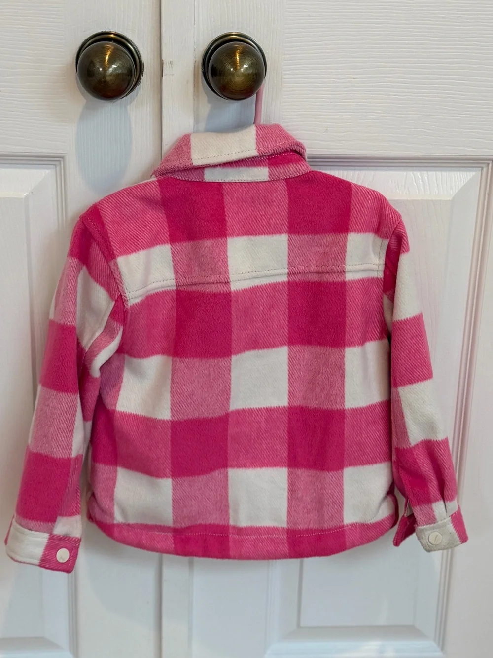 Old Navy Pink & White Plaid Kids Jean Jacket